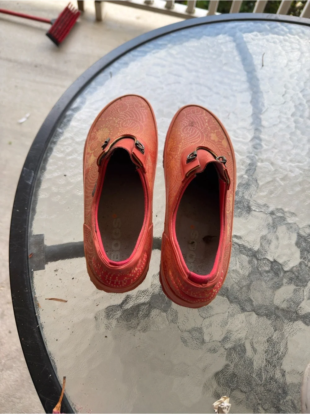 Bogs Red Floral Rain Clogs